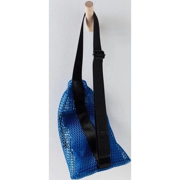 Free People FP Movement Mini Mesh Sling Bag Lupis Blue Double Bag Design NEW! - Picture 3 of 12